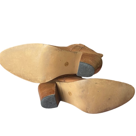 Vintage Tan Biege Heeled Cowboy Boots Women's 7.5 - Picture 5 of 9